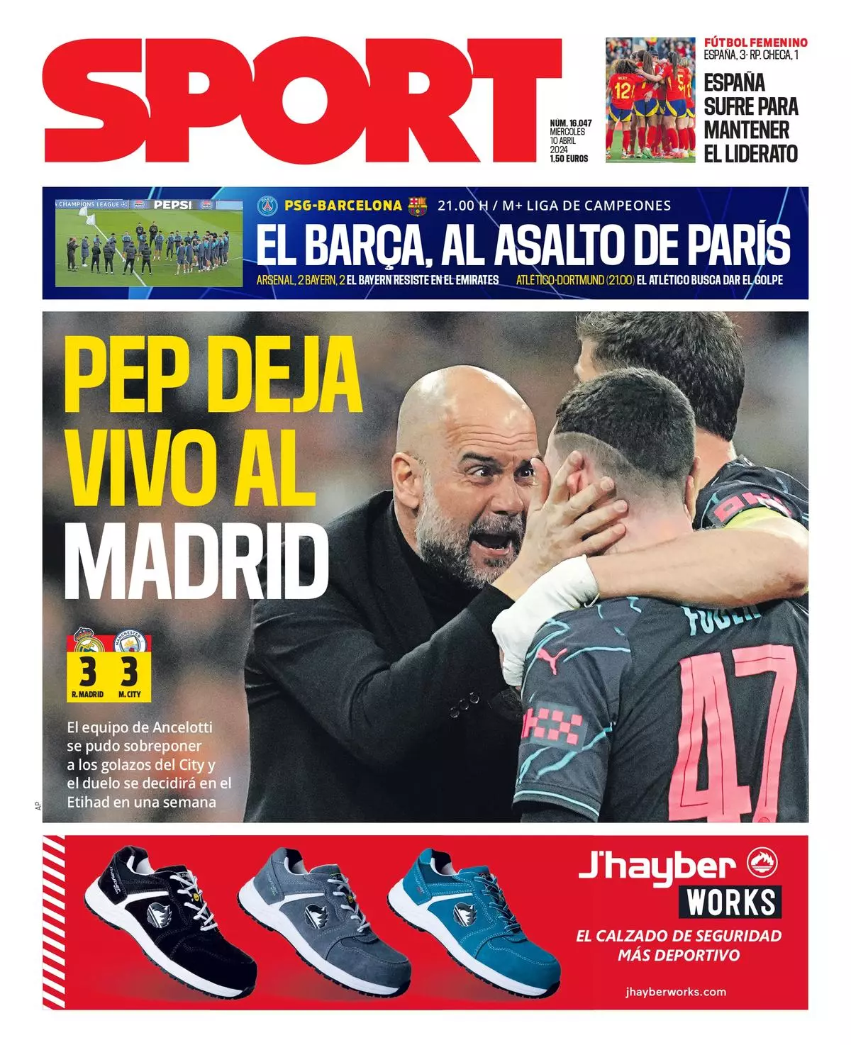 La portada SPORT de hoy, miércoles 10 de abril de 2024