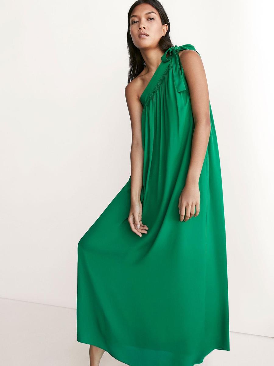 Vestido asimétrico verde, Massimo Dutti