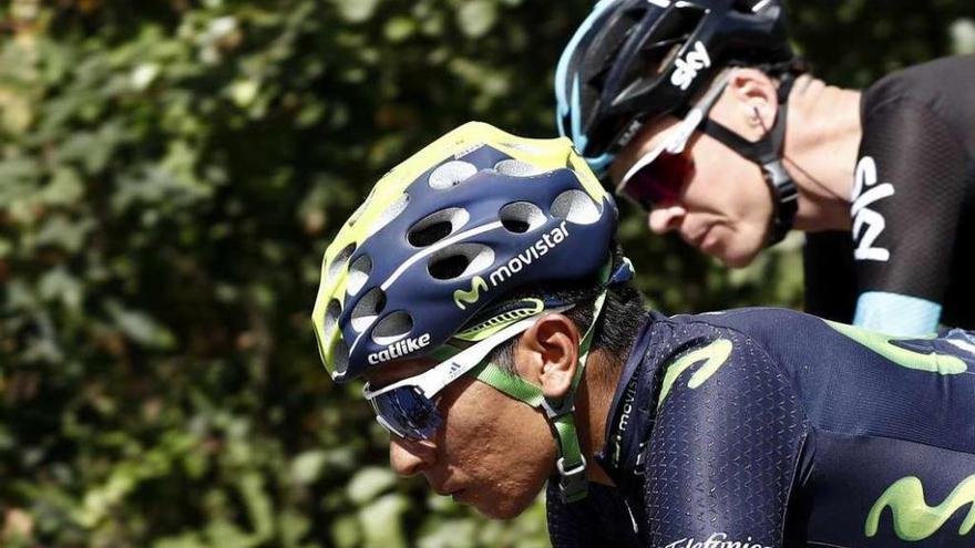 Quintana y Froome, en un momento de la etapa del lunes. // Efe