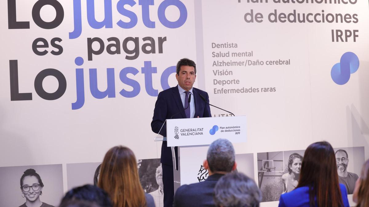 Carlos Mazón, hoy, en la presentación de la campaña de la renta