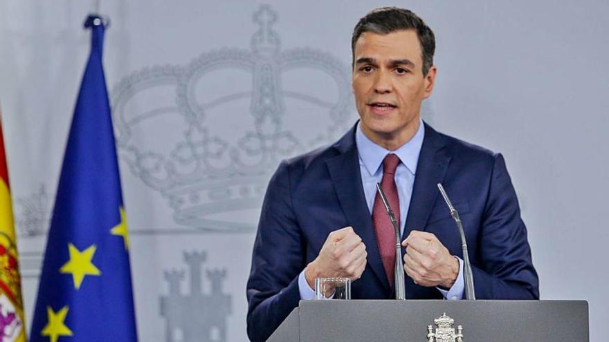 Pedro Sánchez, en su comparecencia del martes para hablar sobre el coronavirus.