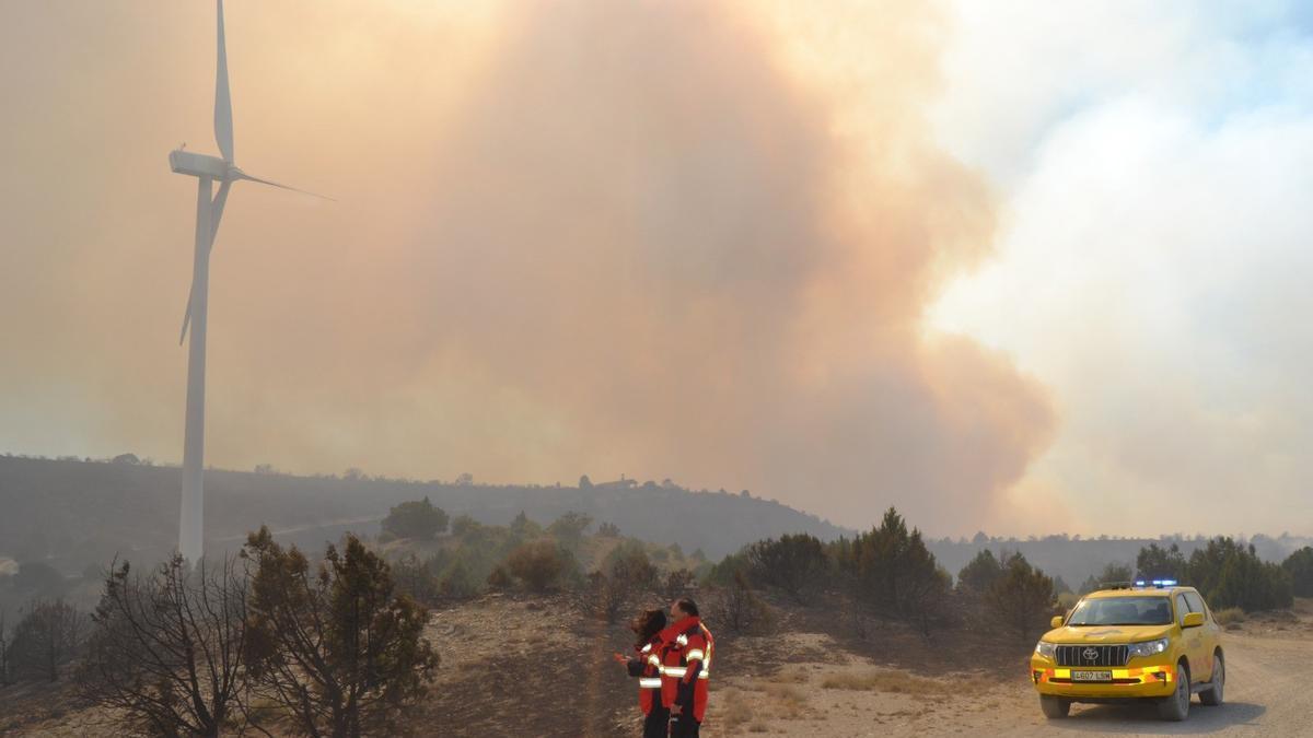 Imagen del incendio declarado en Leciñena.