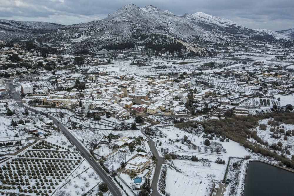 La nevada sobre La Marina, a vista de pájaro