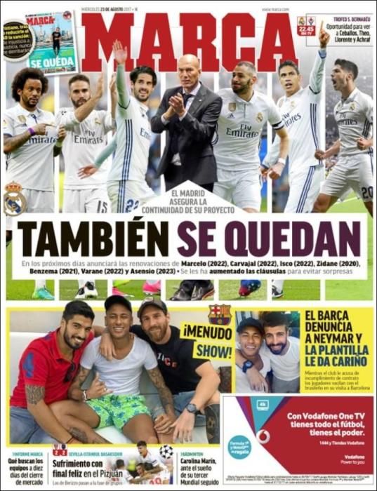 Portadas deportivas del miércoles 23 de agosto