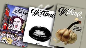 Tres portadas de la desaparecida revista ’Ajoblanco’, que ya se puede consultar en internet.