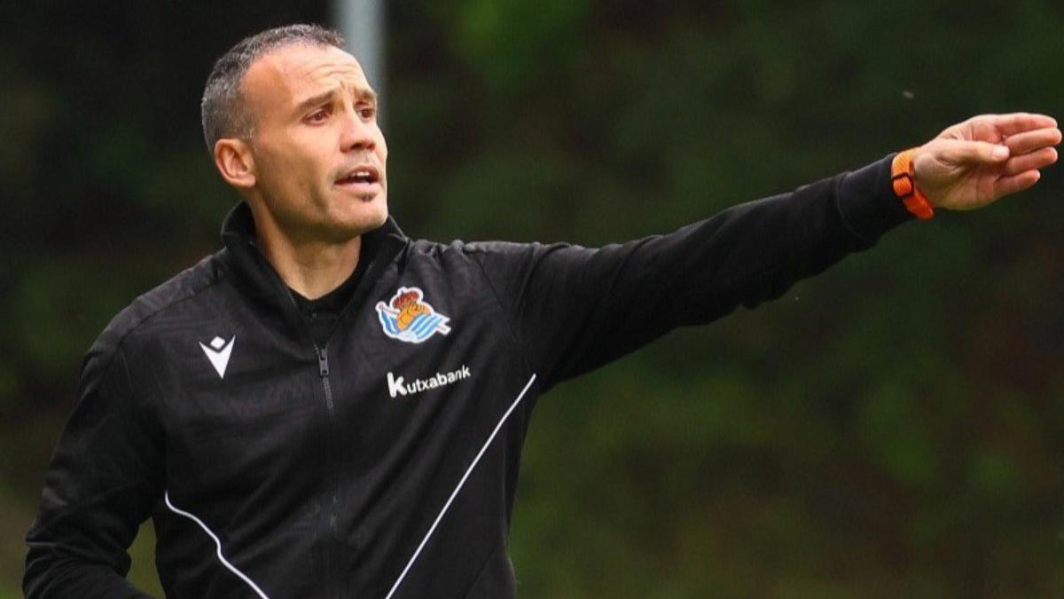 Sergio Francisco, durante un entrenamiento del filial de la Real Sociedad.