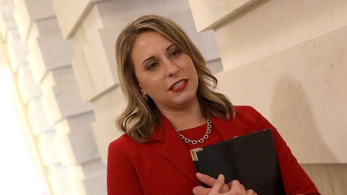 Katie Hill, el día de su dimisión en el congreso de EEUU, el 31 de octubre del 2019