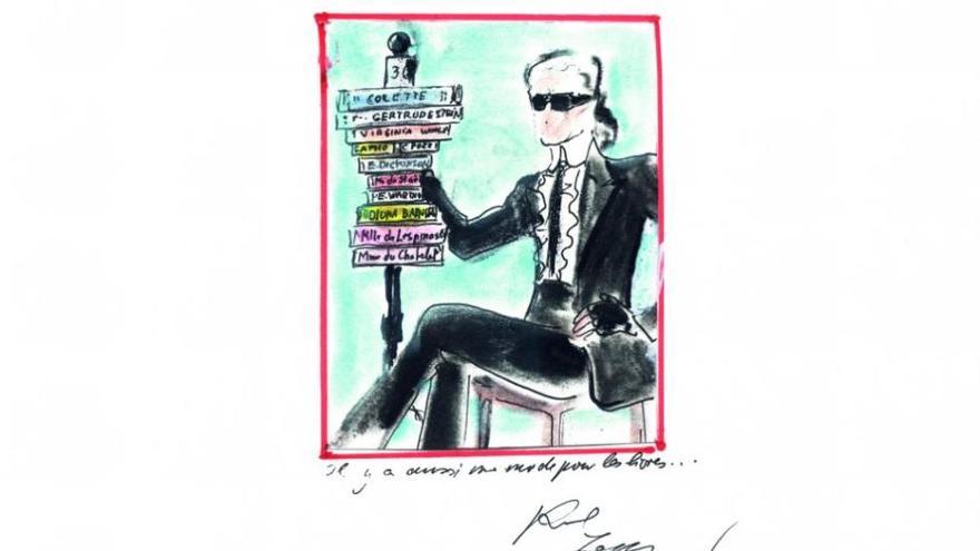 Karl Lagerfeld ilustrado por él mismo.