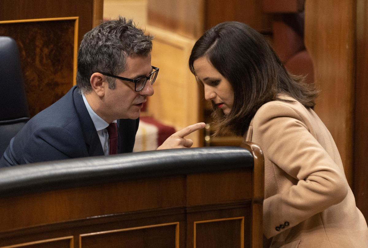 El ministro de la Presidencia, Félix Bolaños, y líder de Podemos, Ione Belarra, en una imagen de archivo.