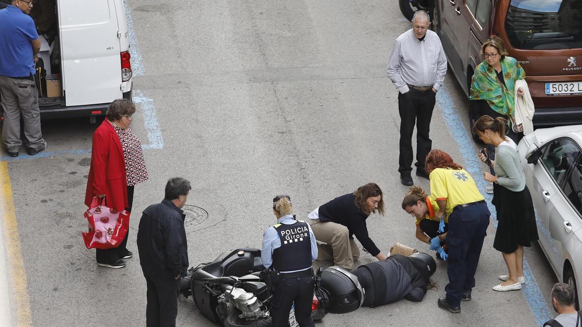Un accident de trànsit al carrer Sèquia de Girona, fa aproximadament un any.