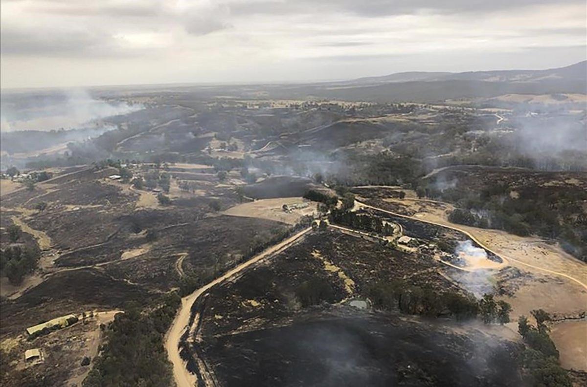 Hectáreas de terreno quemadas en Bairnsdale.