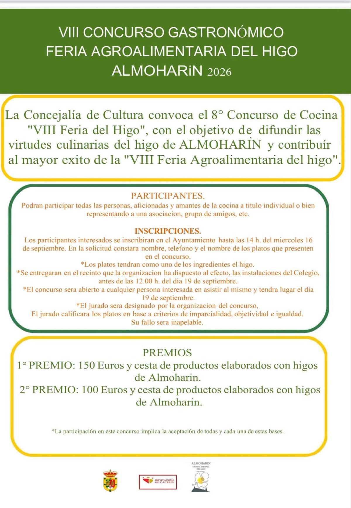 Bases del VIII Concurso Gastronómico Feria Agroalimentaria del Higo de Almoharín.
