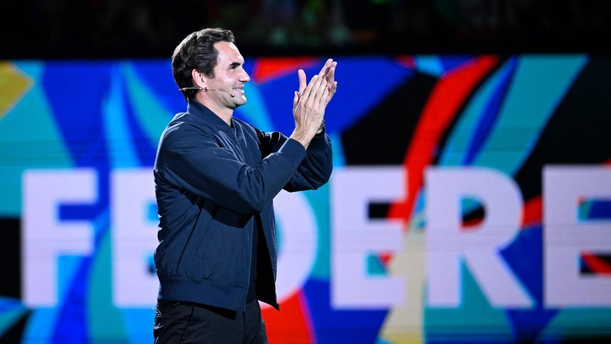Federer, durante su homenaje en Shanghai