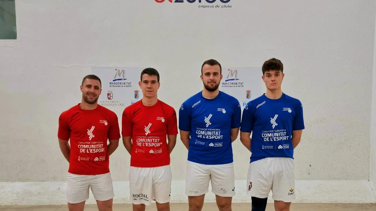 Jordi de Potries i Miquel d'Oliva, de roig, van perdre contra Joan G. i Ferrando en la semifinal masculina de Bellreguard