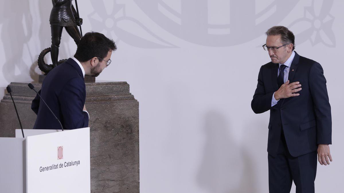 El conseller de economía i hisenda Jaume Giró en el acto de toma de posesión de los nuevos consellers.