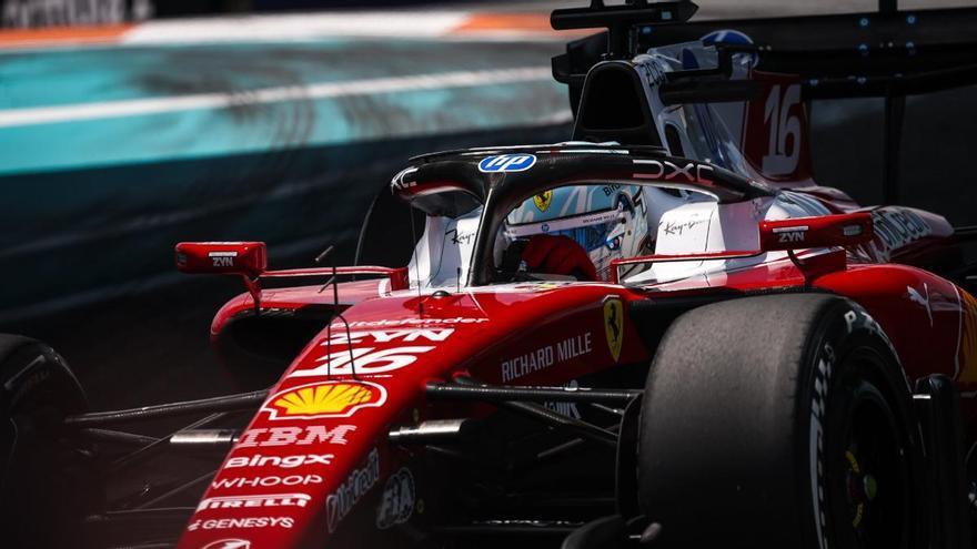 Leclerc y Ferrari 'vuelan' en Miami; Sainz mejora y Alonso, a sufrir