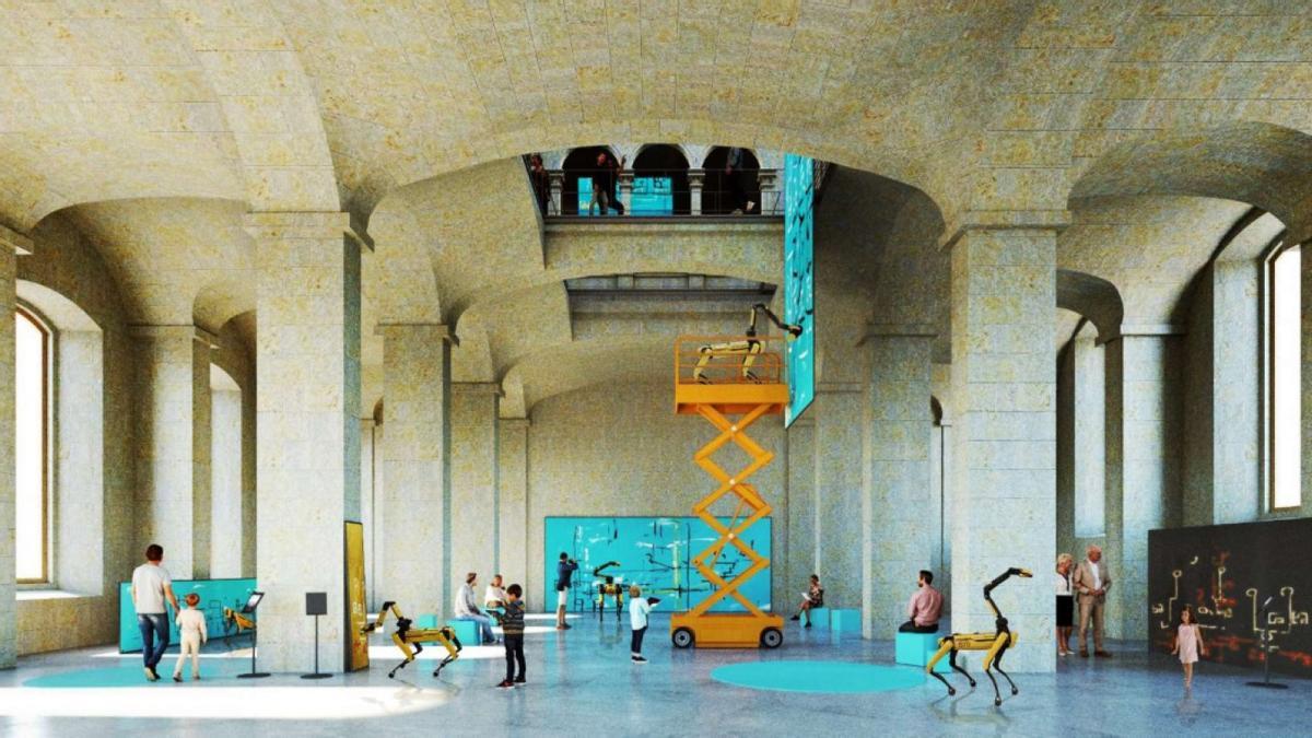 Recreación de la futura sala principal del Centro de Arte Digital de la Foneria, en la Rambla de Barcelona.