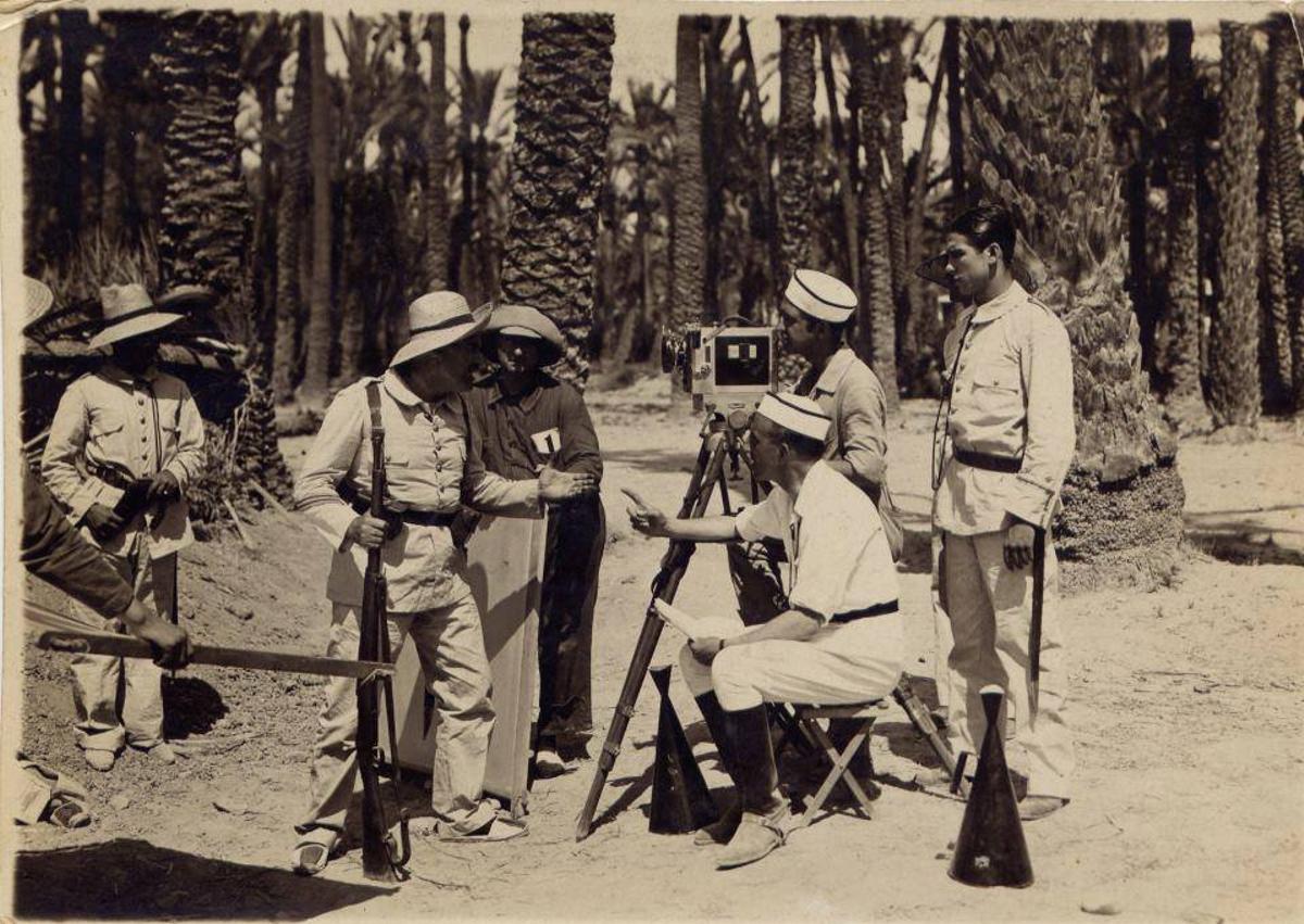 Rodaje de la película "El héroe de Cascorro" en el Palmeral de San Gabriel en 1928