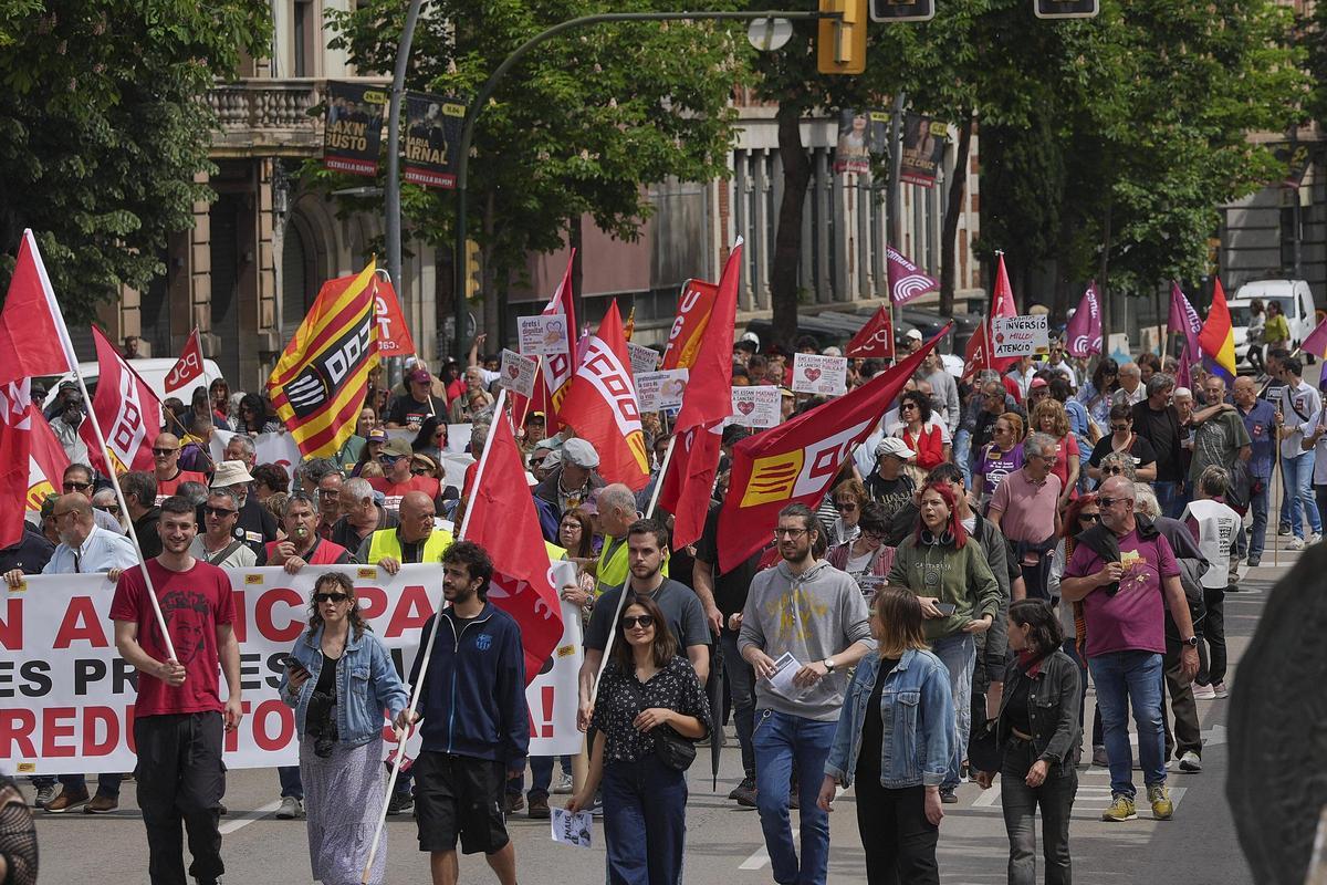 Les imatges de la manifestació de l'1 de maig a Girona