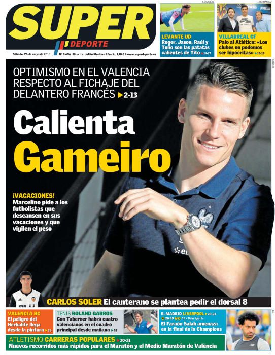 Gameiro, la final de Champions, Umtiti, Froome, en las portadas de este sábado 26 de mayo de 2018