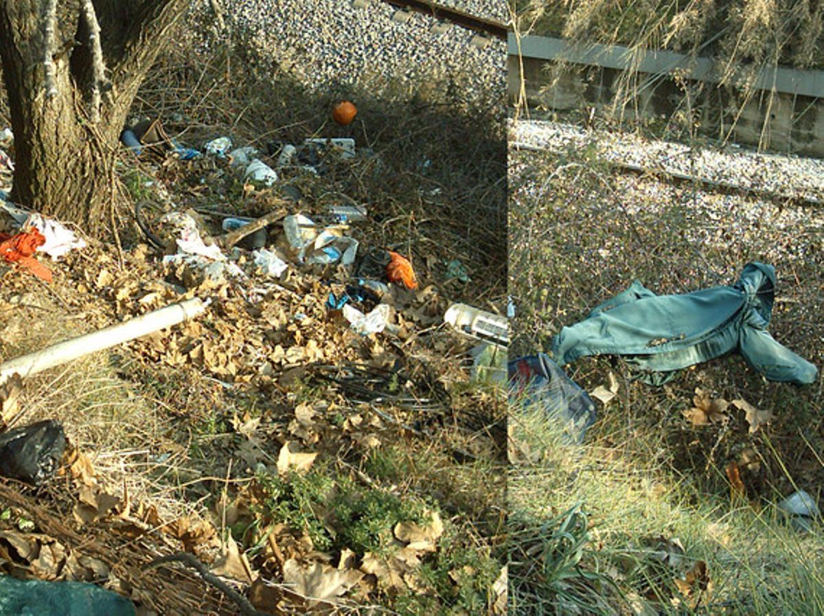 Acumulació d’escombraries al costat de la via. La línia de Renfe que cobreix el trajecte Barcelona-Puigcerdà està en un estat lamentable al seu pas per Mollet del Vallès, al llarg del parc del cementiri. Allà s’hi acumulen tota classe d’escombraries, que s’ajunten amb els esbarzers i els canyars que hi ha al voltant per formar una massa combustible que podria causar un desastre en cas d’incendi. Ni l’ajuntament ni Renfe semblen responsabilitzar-se de la neteja de les vies.