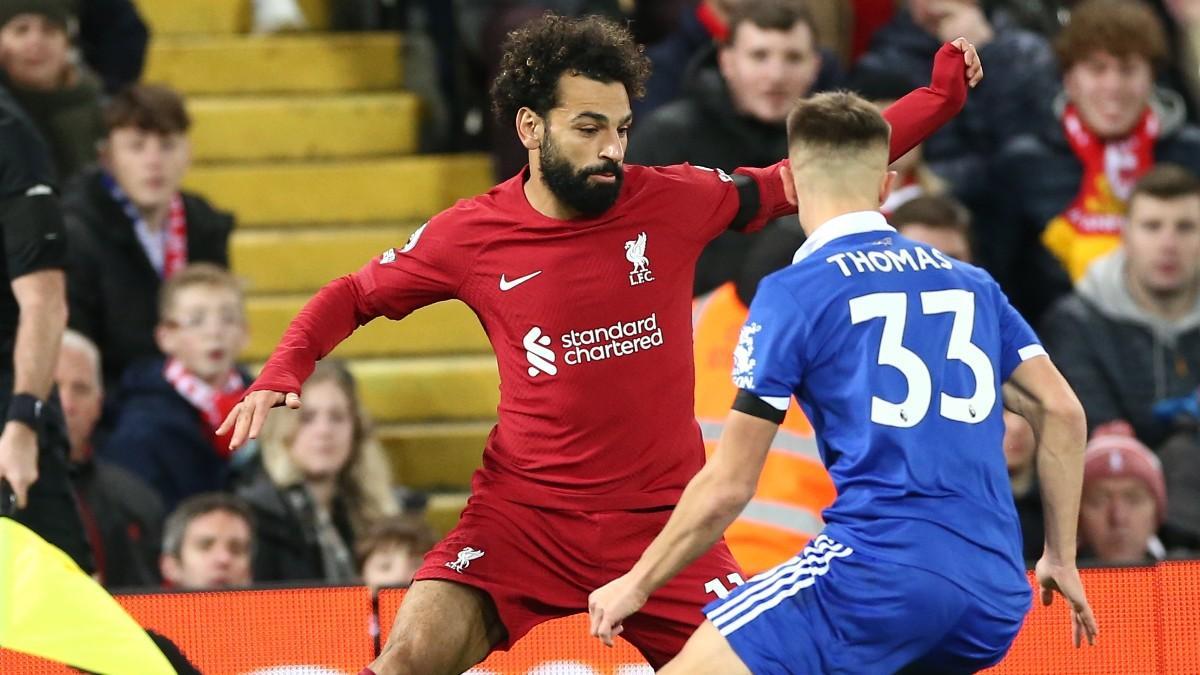 Salah, durante el partido contra el Leicester