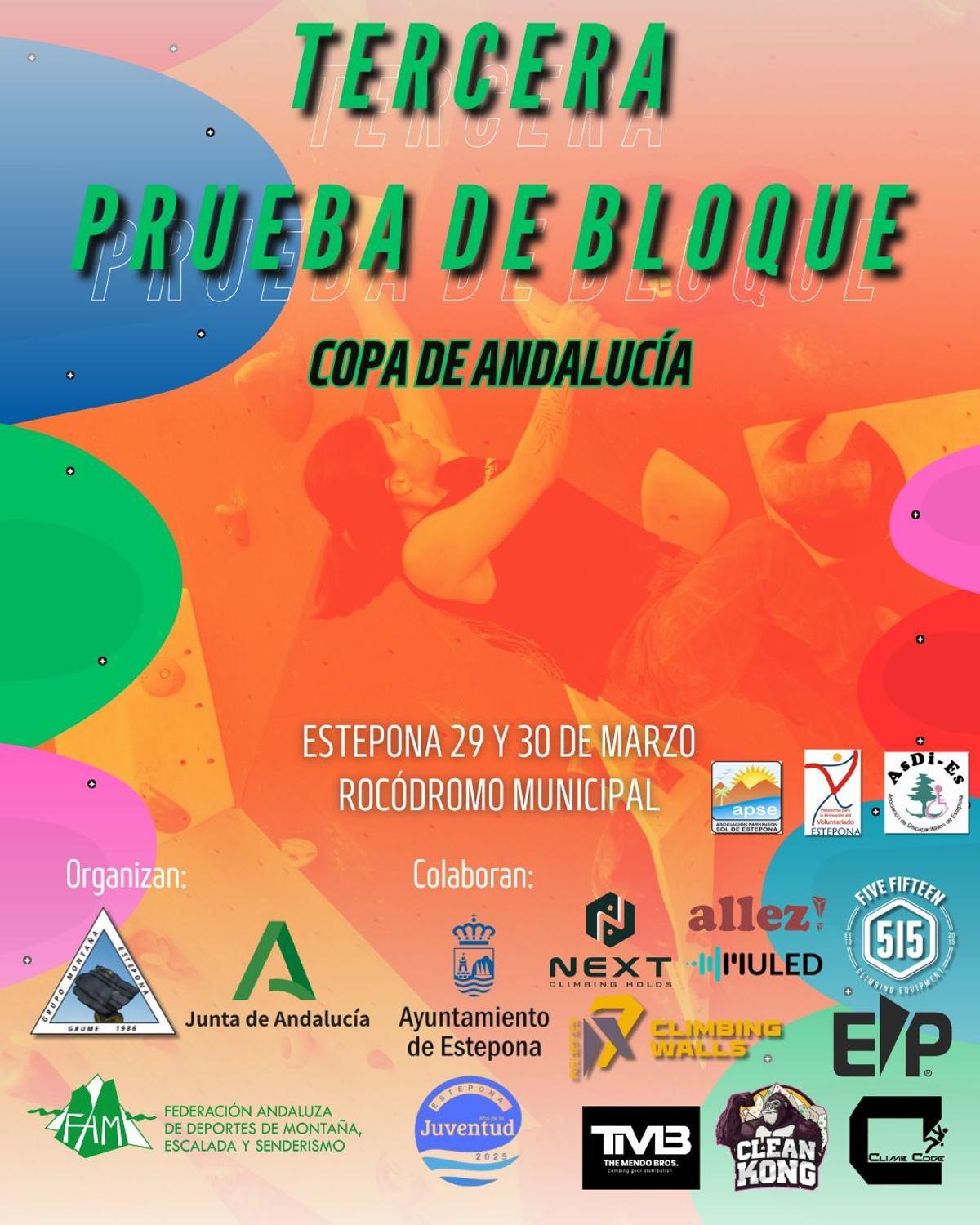 Cartel de la tercera prueba de la Copa de Andalucía de Escalada de Bloque.