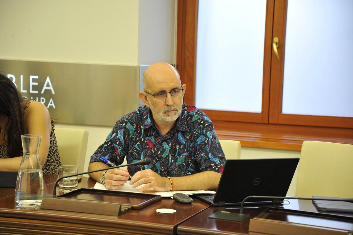 El diputado de Unidas por Extremadura, José Antonio García Frutos, esta mañana durante la comisión de salud.