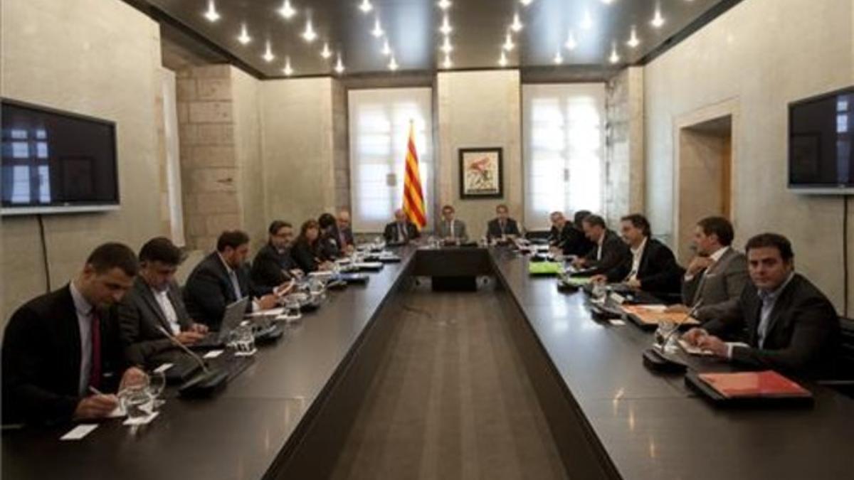 La reunión del president de la Generalitat, Artur Mas, con el resto de partidos por el pacto fiscal con el Estado.