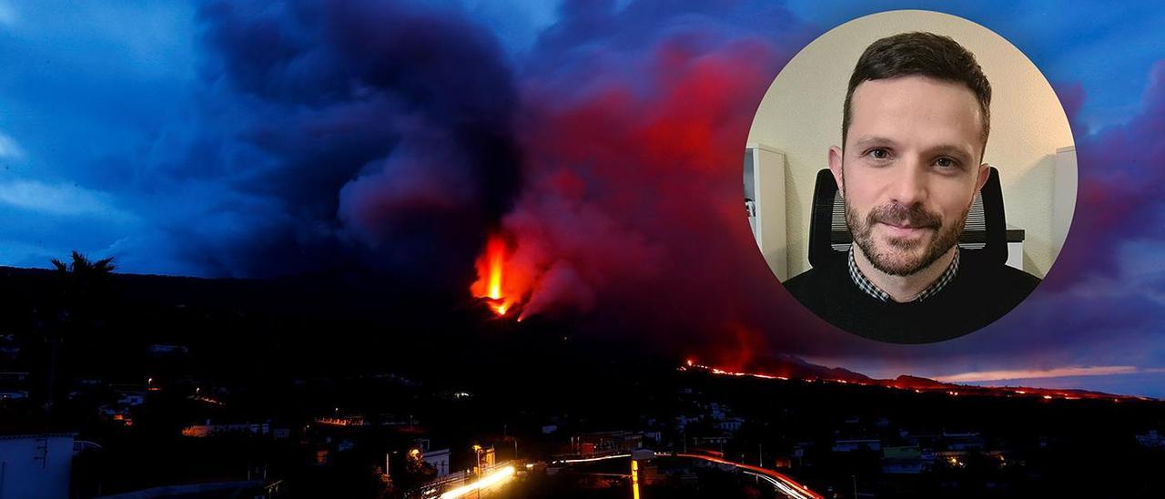 Erupción del volcán Cumbre Vieja en La Palma. Imagen nocturna de finales de noviembre