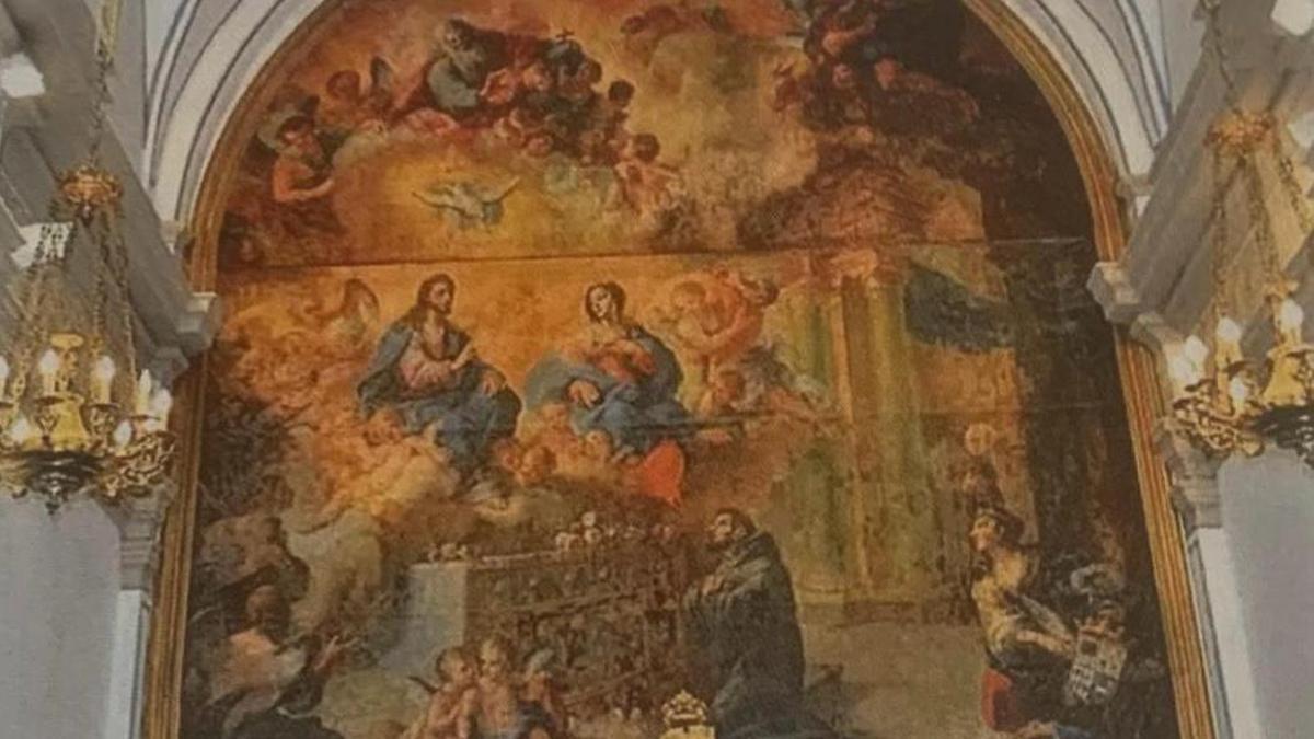 El retablo 'Jubileo de Porciúncula' en la Iglesia de Aigües.