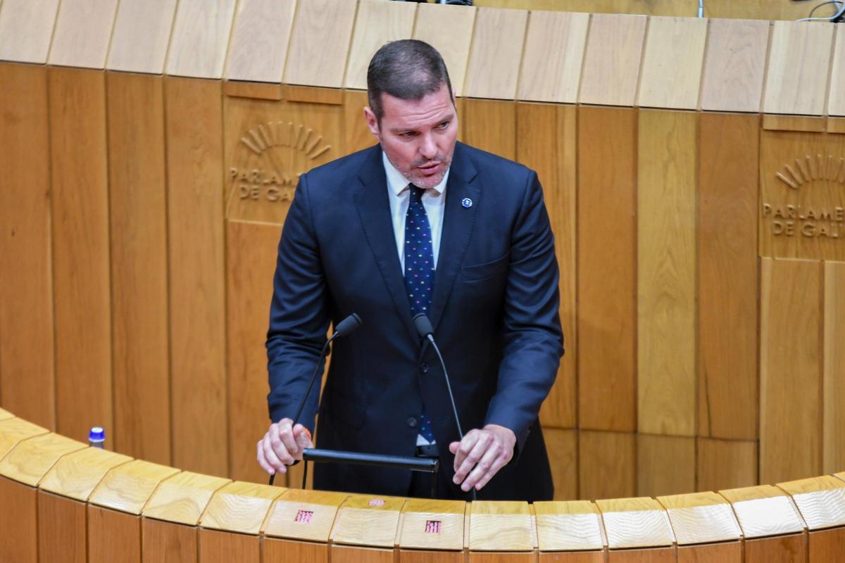 López Campos, este miércoles, en el Parlamento de Galicia