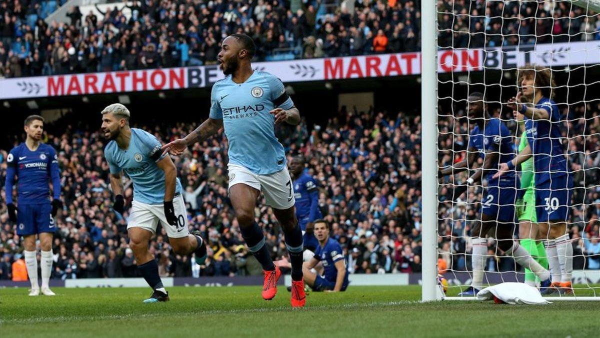 Sterling, tras anotar uno de los seis goles del Manchester City al Chelsea.