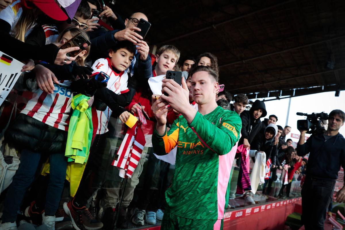 Ter Stegen, en su presentación con el Girona el pasado mes de enero.