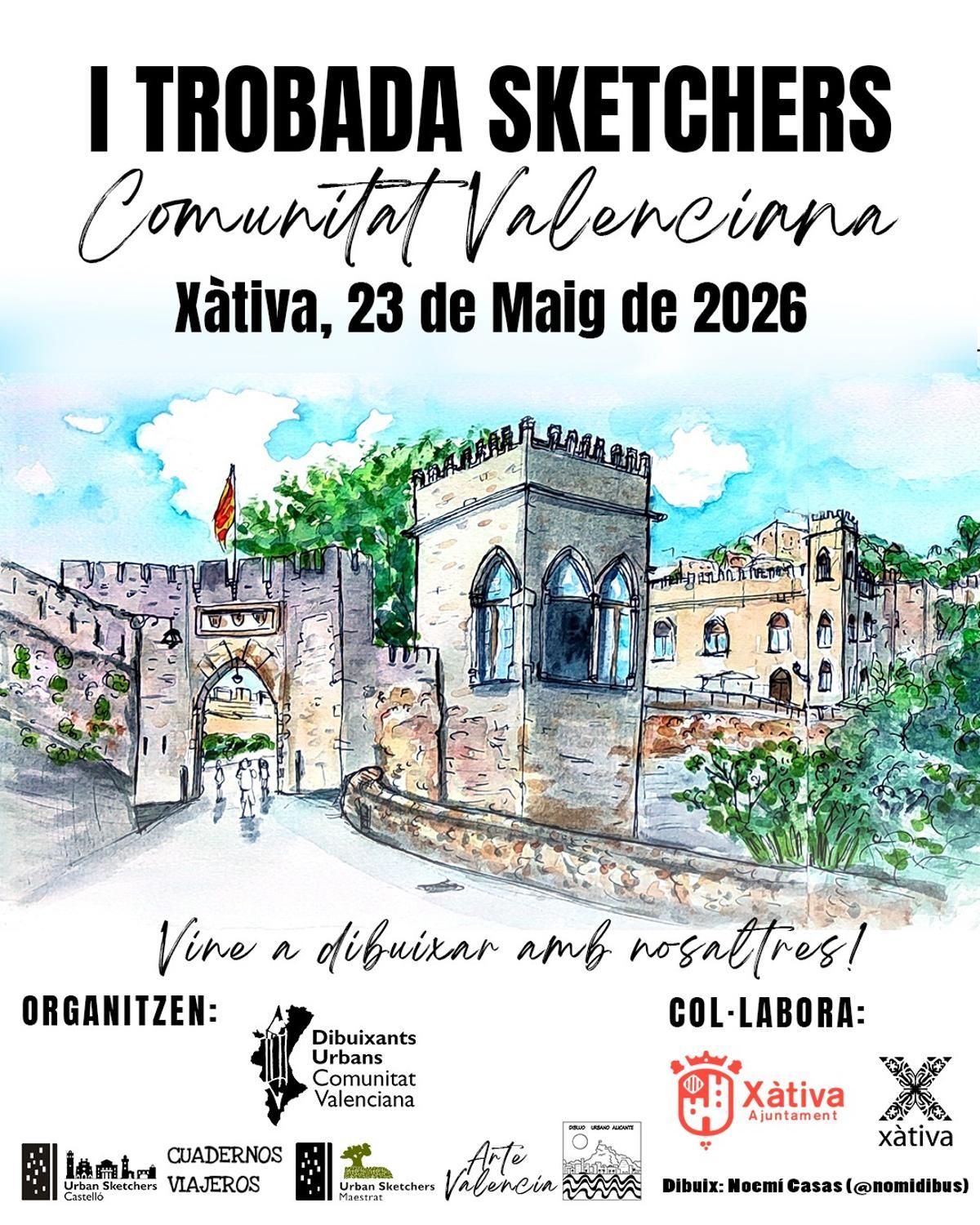 Cartel de la I Trobada de sketchers en la Comunidad Valenciana.