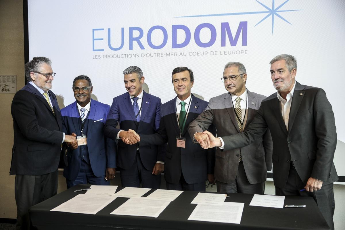 Fernando Clavijo y Narvay Quintero junto a otros líderes europeos en un encuentro de las RUP