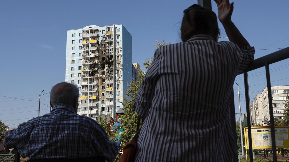 Edificio dañado en la población rusa de Ramenskoye tras el ataque de Ucrania con drones, este 10 de septiembre de 2024.