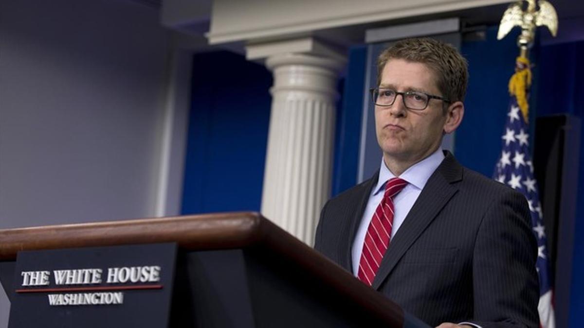 Jay Carney, en la rueda de prensa en la Casa Blanca, este martes.