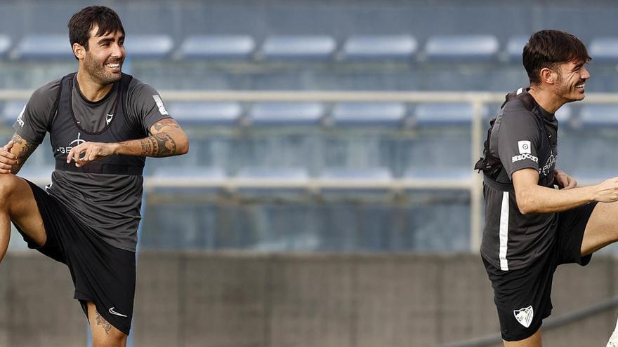 Escassi y Jozabed, en la sesión de entrenamiento de ayer.