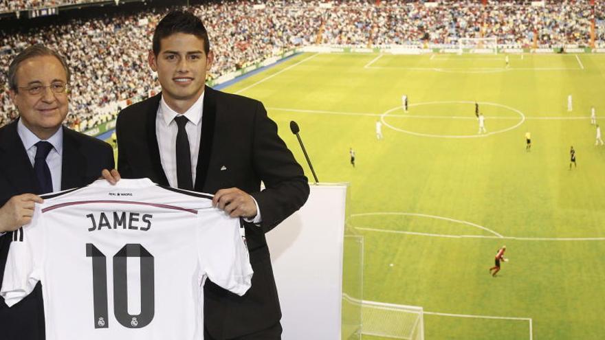 Presentación de James Rodríguez en el Real Madrid.