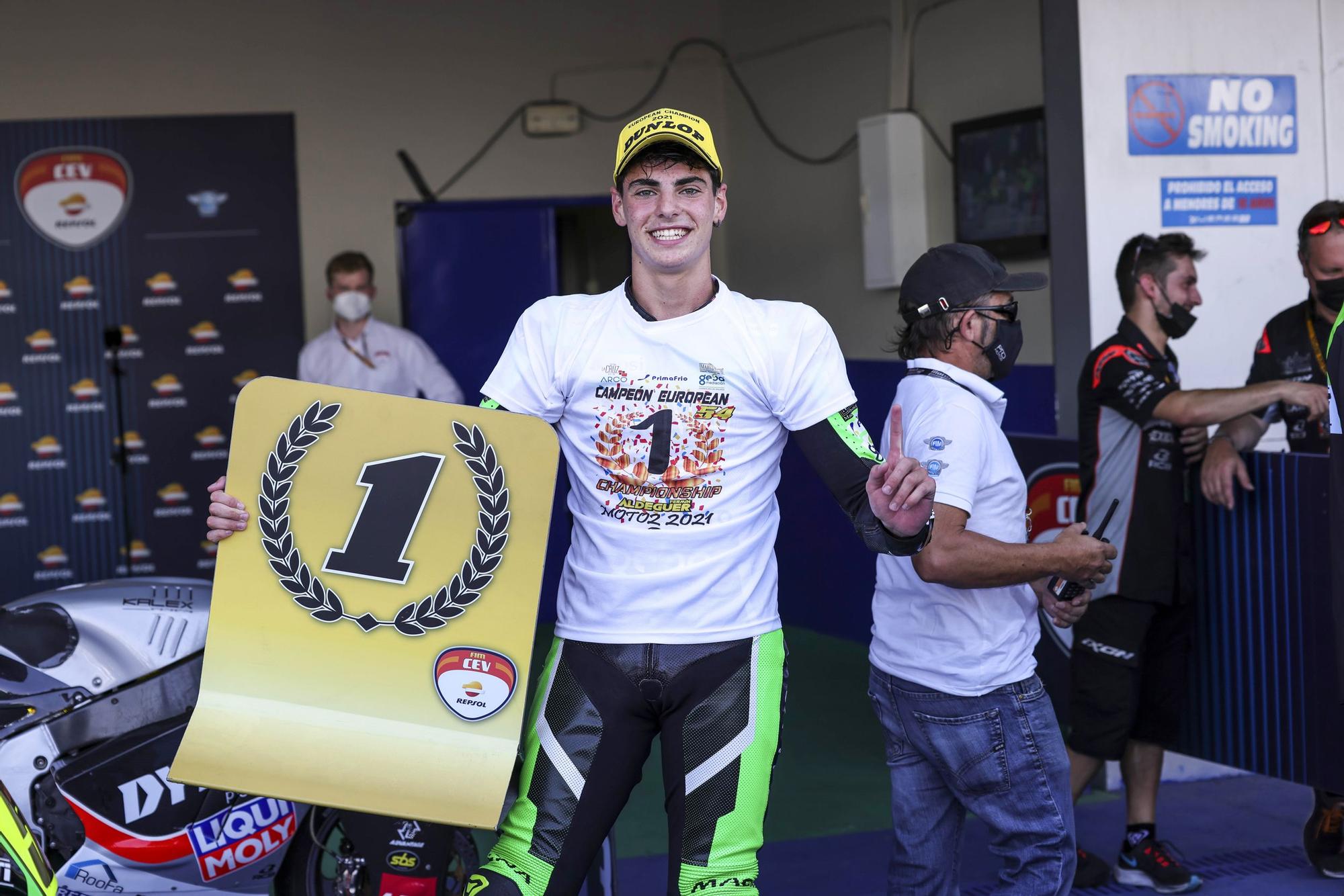 Fermín Aldeguer, campeón de Europa de Moto2 de la mano de Héctor Faubel