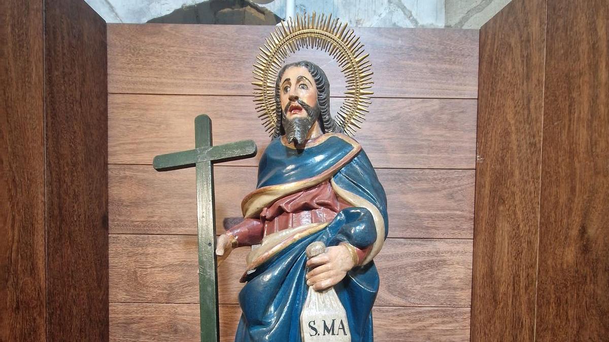 La imagen de San Mateo en la Catedral antes de la restauración.