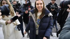 Former WTA number 1 tennis player Simona Halep arrives for arbitration hearing