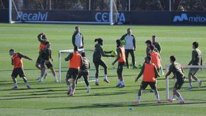Imagen del entrenamiento de ayer del Celta.