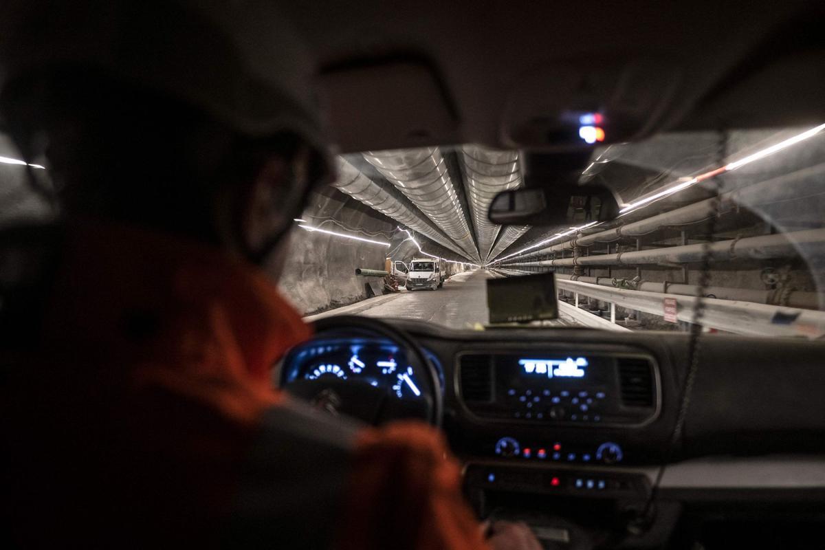 Construcción de un túnel para la línea de tren de alta velocidad TAV entre Lyon y Turín, en Chiomonte, noroeste de Italia, el 18 de enero de 2023.