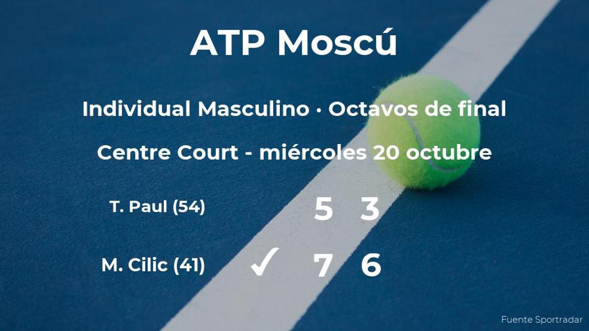 El tenista Marin Cilic logra clasificarse para los cuartos de final a costa del tenista Tommy Paul