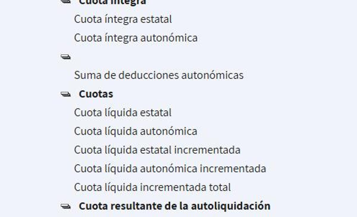 Primer apartado en la declaración
