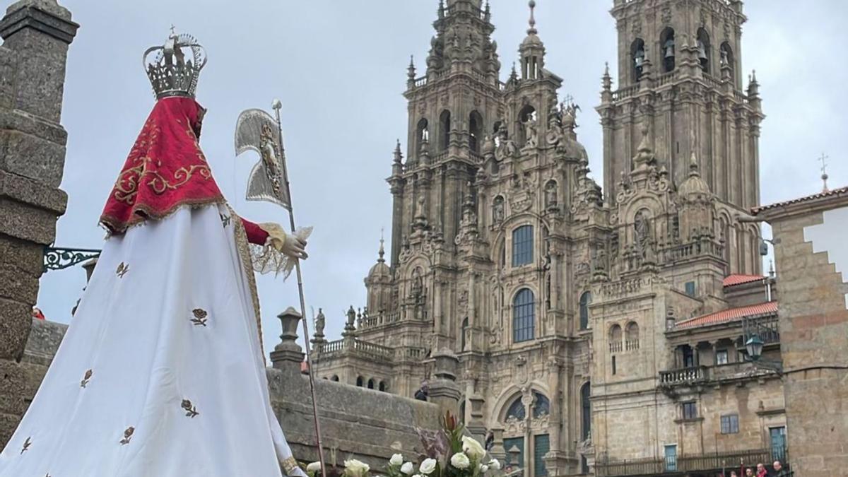 La Virgen de la Concha en su llegada a la plaza del Obradoiro, donde se ubica la Catedral. | Diócesis de Zamora