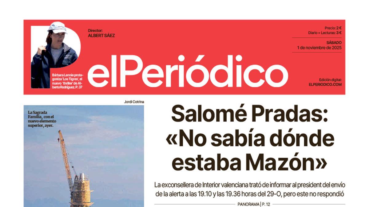 La portada de EL PERIÓDICO del 1 de noviembre de 2025