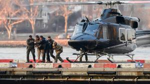 Nicolás Maduro y Cilia Flores a su llegada en helicóptero a Nueva York